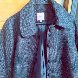 Medium sparkly black button down coat